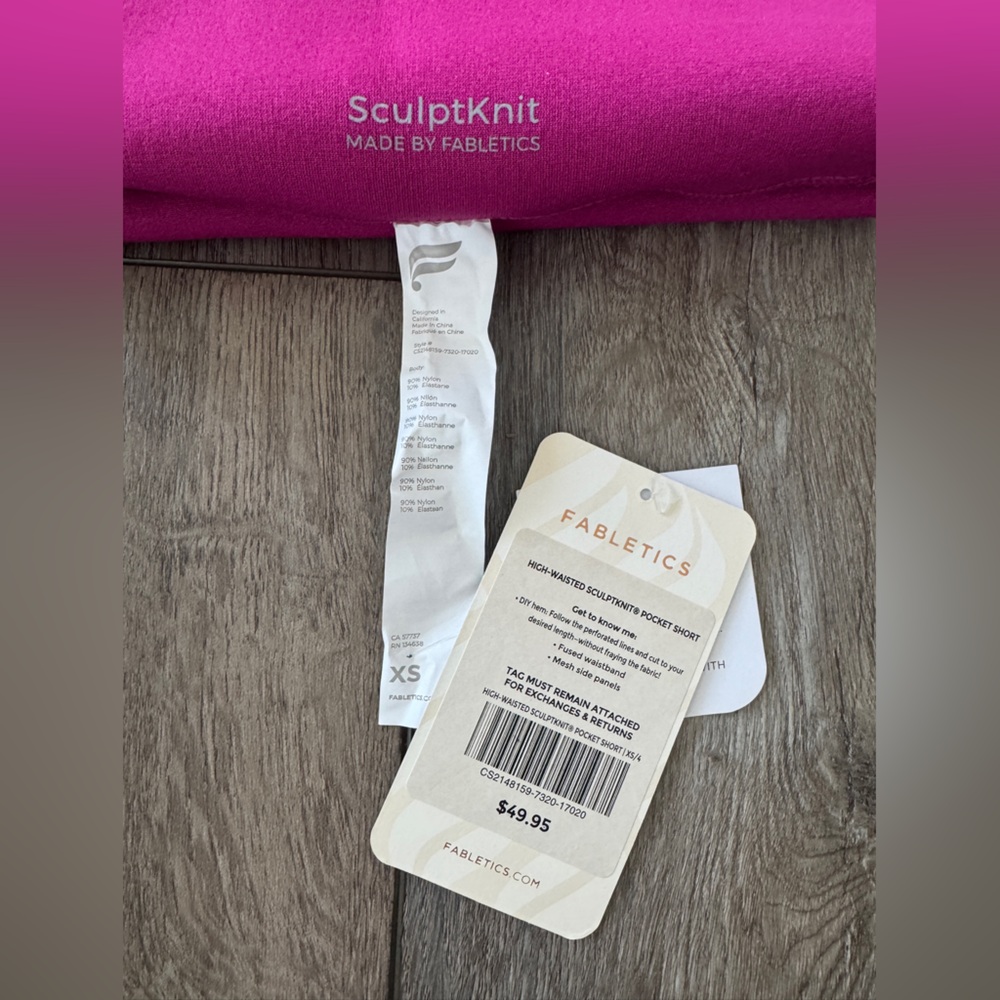 Fabletics High-Waisted SculptKnit Pocket Shorts, Very Berry - Picture 10 of 13